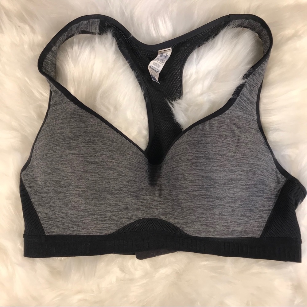 Under Armour Sport Bra Heat Gear Size 32C. Grey Black